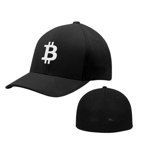 Black Bitcoin Logo Flexfit Hat Small Med