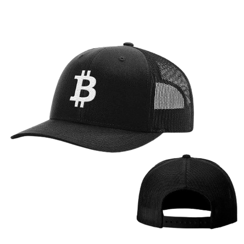 Black Bitcoin logo Trucker Hat