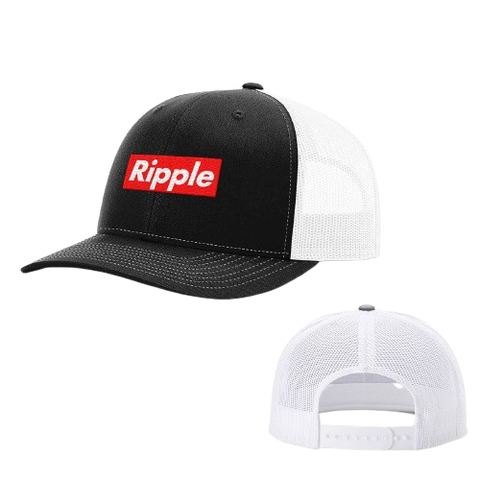 Black White Ripple Supreme Style Trucker Hat 