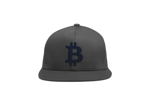 Grey Navy Bitcoin Logo Snapback Hat