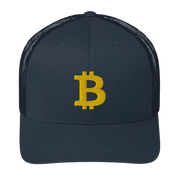 Navy Bitcoin logo Trucker Hat 