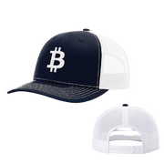 Navy White Bitcoin logo Trucker Hat