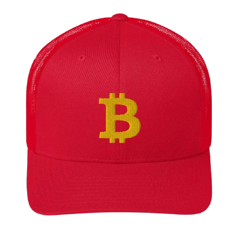Red Bitcoin logo Trucker Hat 