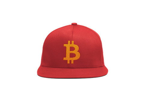 Red Orange Bitcoin Logo Snapback Hat