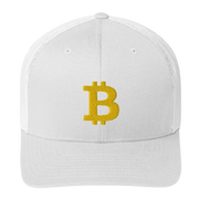 White Bitcoin logo Trucker Hat 